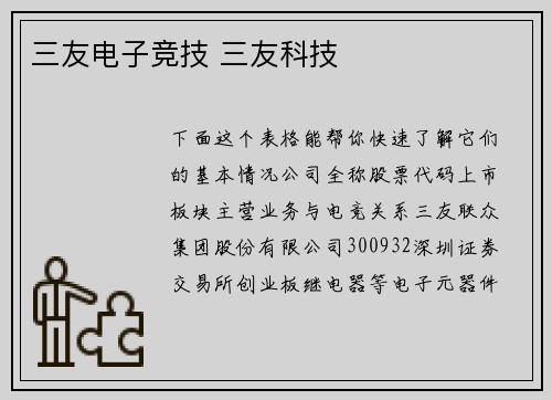 三友电子竞技 三友科技